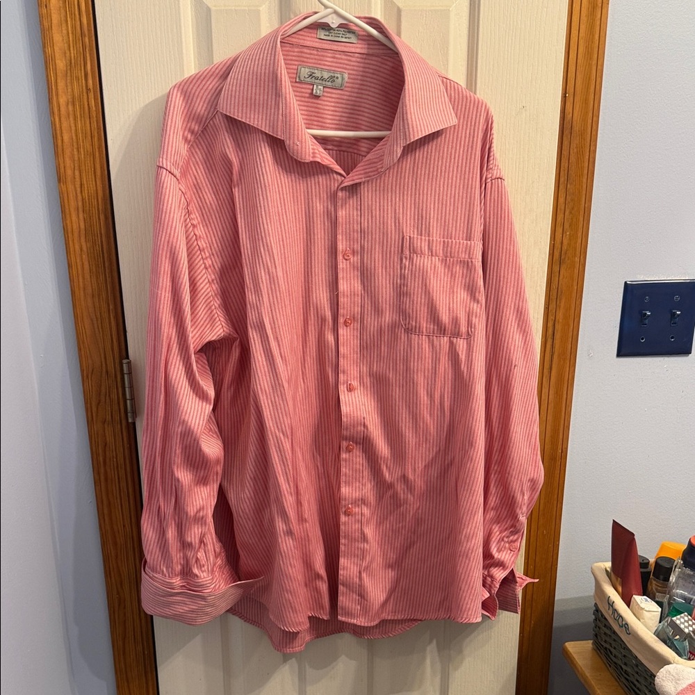 Men's Pink Striped Button-Down Shirt